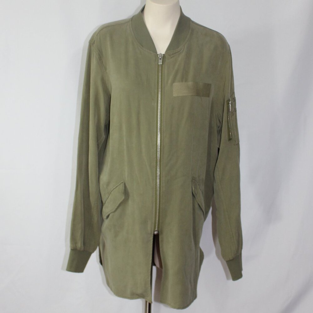 The Kooples Sport Embroidered Sequined Lightweight Zip Front Long Jacket Size 2